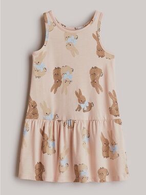 H&M Girls Pink Bunny Sleeveless Dress Size 5t-7 Years